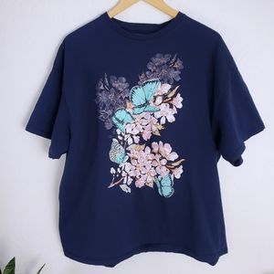 Butterfly & Floral Graphic Tshirt